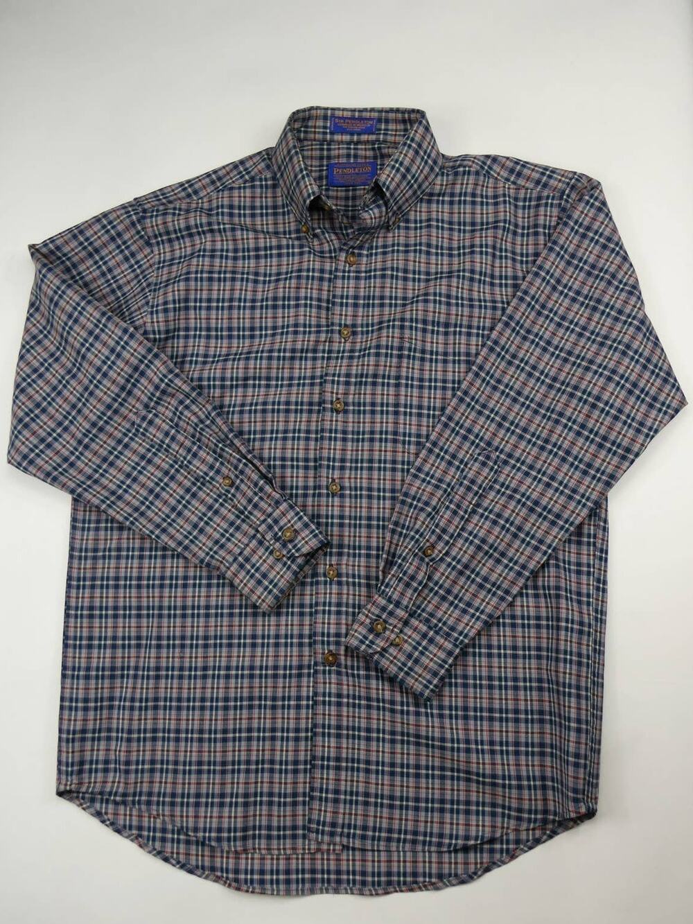 Pendleton Sir Pendleton 100% Wool button front shirt, blue plaid, medium